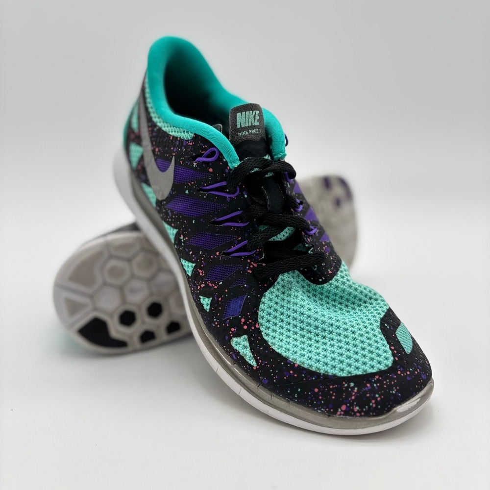 Nike Free 5.0 Womens Running Shoes Teal Black Splatter 705346-335 Size 7